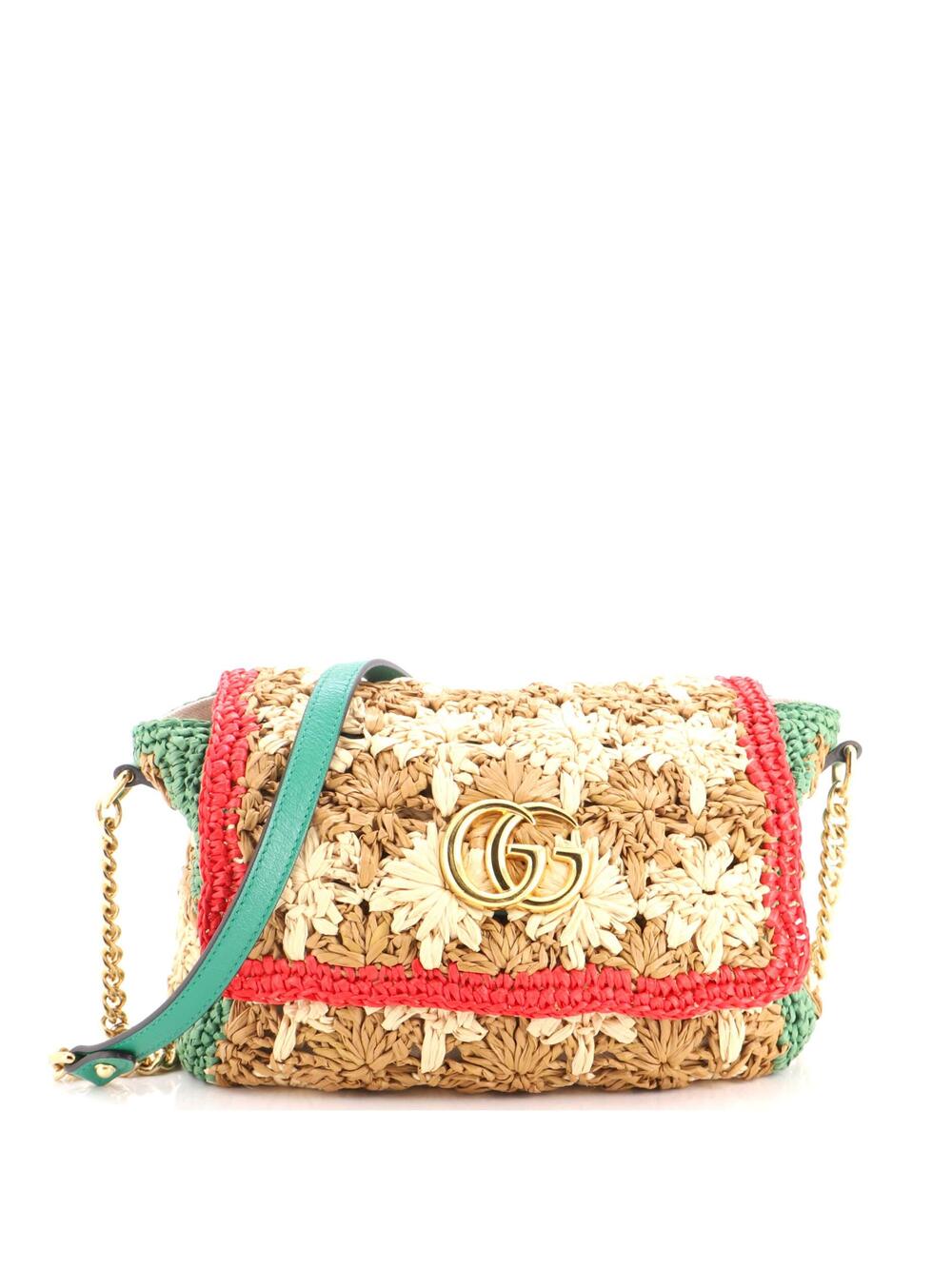 Gucci Gg Marmont Flap Bag Raffia Small #349180G13B